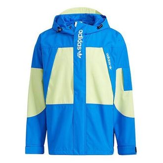 adidas originals Logo Printing Colorblock Woven Sports Hooded Jacket Blue H07079