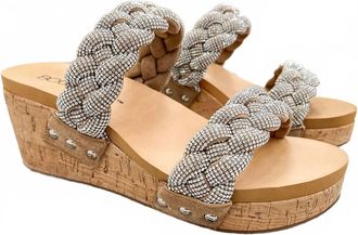 Corkys Footwear Womens Mystique Wedge Sandals In Clear Rhinestones