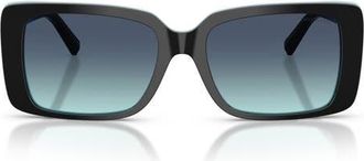 Tiffany & Co. 55mm Gradient Rectangular Sunglasses in Black On Tiffany Blue /Azure at Nordstrom