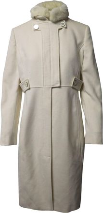 Versace Coat with Fur Collar in White Cotton