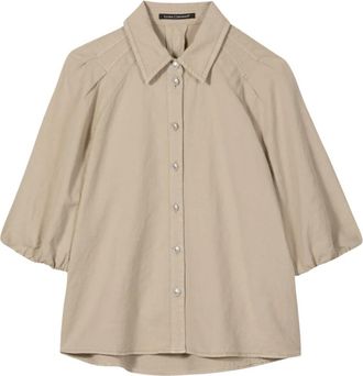 Luisa Cerano 238685/3716-0 Linnenmix Blouse - Dames - Overhemden - Beige - M - Linnen - Overhemden
