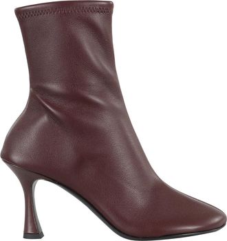 3Juin Merlot Enkellaars met Ronde Neus - Dames - Laarzen met Hak - Rood - 37 EU - Schoenen