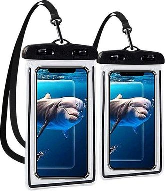OEM Funda Impermeable Para Tel&eacute;fono Allecta, Ipx8, Universal, Smartphone, Tpu, Impermeable, Estilo Universal Para Tel&eacute;fono, Negro, 2 Piezas
