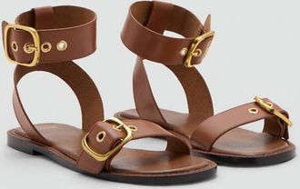 Mango Sandali pelle fasce fibbie marrone medio - Donna - 35 - MANGO