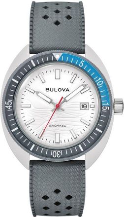 Bulova Snorkel Sea Turtle Rubber Strap Watch, 41mm in Gray at Nordstrom
