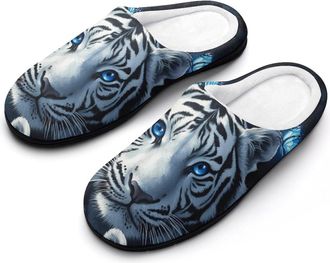 Generic Tigers And Butterfly Cotton Slippers for Women Indoor Outdoor Slipper Slip-On Memory Foam Home Shoes