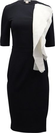 Antonio Berardi Contrast Ruffle Sheath Dress in Black Acetate