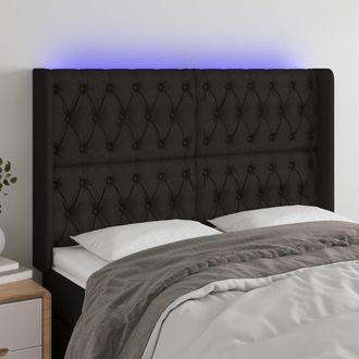 vidaXL Cabecero Con Led De Tela Negro 147x16x118/128 Cm Vidaxl