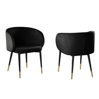 Best Master Furniture Hemingway Velvet Upholstered Side Chair in Black