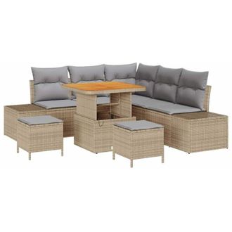 vidaXL Garden Sofa Set with Cushion 8 pcs Beige Poly rattan vidaXL