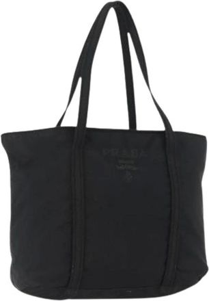 Prada Pre-owned Tote Bags, female, Black, Size: ONE SIZE Pre-owned Nylon Tote Bag