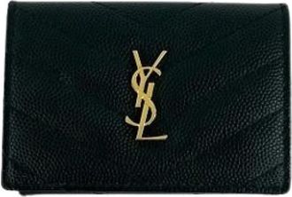 Saint Laurent Pre-owned Tri-fold Portemonnee - Dames - Pre-owned - Zwart - Maat: ONE Size Leer