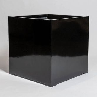 PRIMROSE Black Gloss Polystone Square Cube Planter 60cm