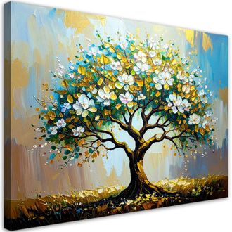 Artgeist Artgeist - Quadro su tela, Albero della vita verde e dorato - 100x70