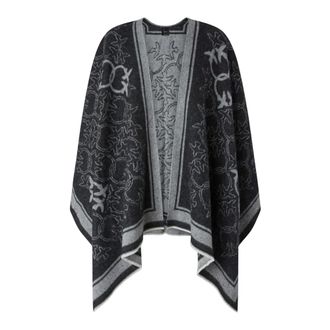 Pinko Pinko, Jassen, Dames, Zwart, ONE Size, Wol, Cape met Love Birds logo motief