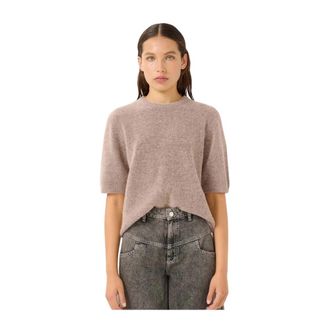 Gestuz Gebreide Tee Top met Ronde Hals - Dames - Ronde hals truien - Roze - L - Wol - Truien & Vesten