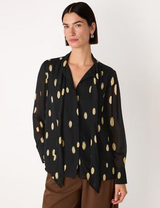 Whistles Oval Spot Frill Blouse in Black/multi at Nordstrom, Size 10