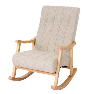 Hhg Hhg - Nunca Usado] Silla Mecedora 624, Sill&oacute;n Mecedora Sill&oacute;n Relax Mvg, Tejido/textil Color Crema, Estructura Marr&oacute;n