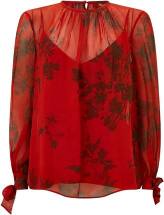 Max Mara Fabia Blouse - Dames - Blouses - Rood - S - Chiffon - Overhemden