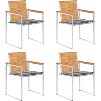 vidaXL Vidaxl - Sillas De Jard&iacute;n 4 Unidades Con Cojines Madera Maciza Teca