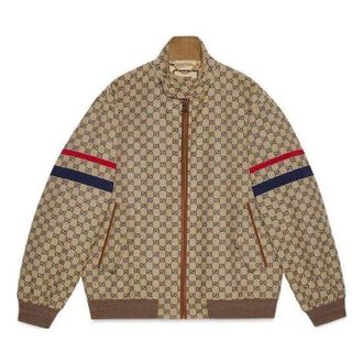 Gucci GG Cotton Canvas Zip Jacket Beige Blue 742835-Z8BJJ-9120