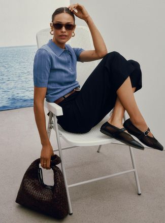 Contemporaine Womens Patch-pocket stretch twill pant Fit: Wide leg, high rise