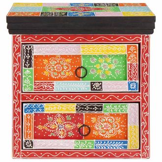Berkfield Home Classic Bedside Cabinet Multicoloured Solid Wood with Paint