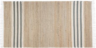 Beliani Alfombra De Yute Beige Claro Natural Gris Oscuro Blanco 80 X 150 Cm A Mano Mirza