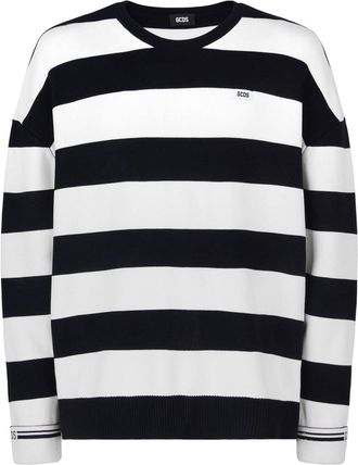 GCDS striped logo-appliqué sweatshirt - men - Viscose - L - Black