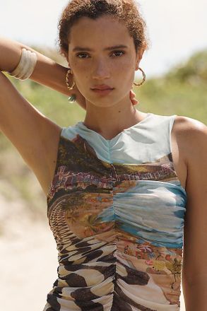 Farm Rio Copacabana Ruched Sleeveless Blouse