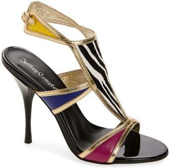 Jeffrey Campbell Kaleido Ankle Strap Sandal in Gold Zebra Multi at Nordstrom, Size 7.5