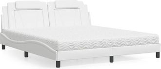 vidaXL Vidaxl - Cama Con Colch&oacute;n Cuero Sint&eacute;tico Blanco 180x200 Cm