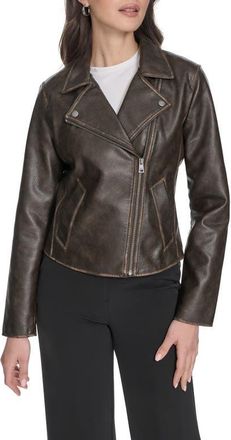 Levi's Womens Essential Faux Leather Moto Jacket in Brown at Nordstrom, Size X-Large