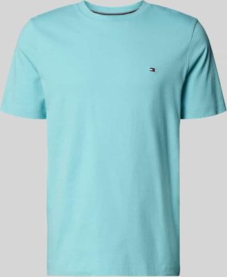 Tommy Hilfiger Regular Fit T-Shirt aus reiner Baumwolle in Aqua, Gr&ouml;&szlig;e XXL