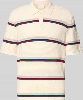 Jack & Jones Jack & Jones Regular Fit Poloshirt mit Streifenmuster Modell MAINE in Offwhite, Gr&ouml;&szlig;e XXL