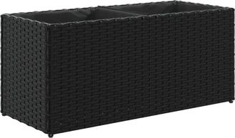 vidaXL Jardinera De Jard&iacute;n Con 2 Maceteros Rat&aacute;n Pe Negro 72x30x32 Cm Vidaxl