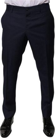 Dolce & Gabbana Blauwe Katoenen Pantalon met Knoopsluiting - Heren - Nette broeken - Blauw - S - Katoen - Broeken