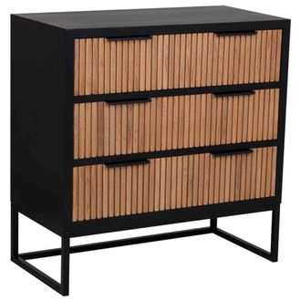 Wanderlust Deco C&oacute;moda de 3 cajones madera y metal 80x39,5x81