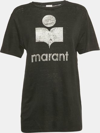 Isabel Marant Etoile Black Zewel Logo Linen T-Shirt