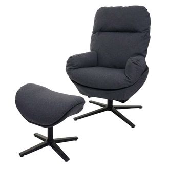 Hhg Hhg - Nunca Usado] Sill&oacute;n Relax + Taburete 420, Sill&oacute;n Tv Funci&oacute;n Mecedora, Giratorio, Metal Tela/textil, Gris Oscuro