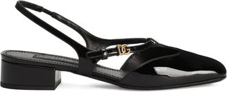 Dolce & Gabbana patent leather slingback pumps - women - Calf Leather/Calf Leather/Lamb Skin/Calf Leather - 39.5 - Black