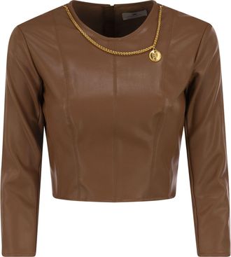 Elisabetta Franchi Top con collar y dije de Elisabetta Franchi