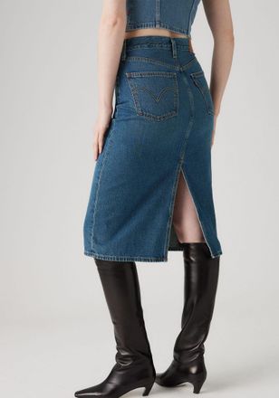 Levi's Jeansrock LEVIS HR BACK SLIT SKIR, Damen, Gr. 26, review time, Web, Obermaterial: 100% Baumwolle, slim fit kniebedeckend, R&ouml;cke Jeansrock, mit Schlitz