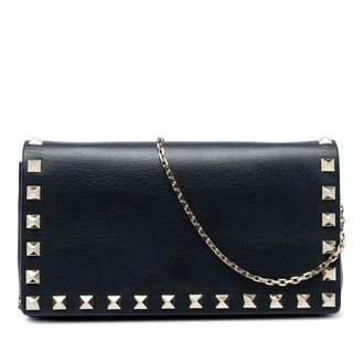 Valentino Pre-owned Valentino Calfskin Rockstud Wallet On Chain Ladies EY0I6FDAV8ONDYSW