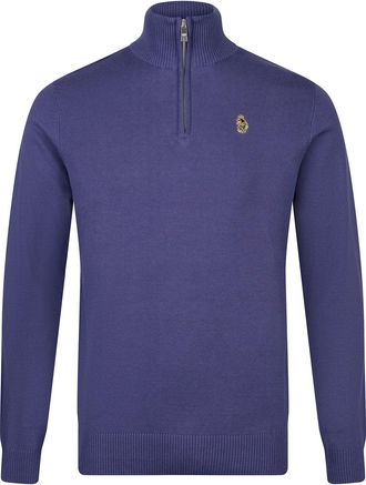 Luke 1977 Mens Pretender Funnel Neck Knitted Jumper in Purple Cotton - Size X-Large