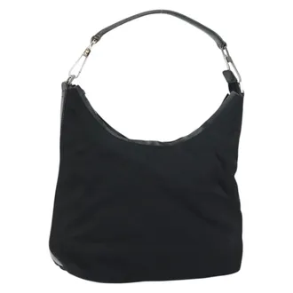 Gucci Zip Hobo Nylon Black Nylon Handbag (Pre-Owned)