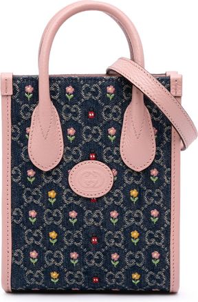 Gucci Pre-owned Womens Floral Denim Tote Bag - Dark Blue Textile - One Size