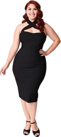 Unique Vintage Plus Size Penelope Wiggle Dress in Black at Nordstrom, Size 1X