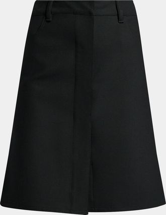 Courr&egrave;ges Stretch-Wool Knee-Length Skirt