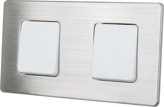 OEM Interruptor Doble De Luz, Cruz Blanca, Acero Cepillado
